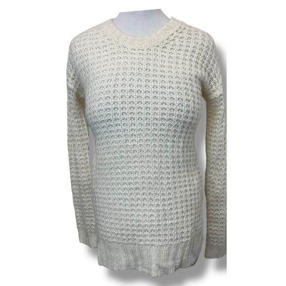 Rue21 Women’s Long Sleeve Crewneck Waffle-Knit Sweater, Cream, size S - Picture 2 of 9